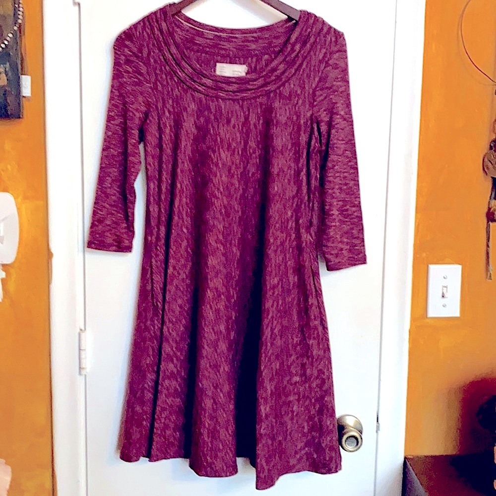 Anthropologie Purple Flare Knit Dress with Pockets